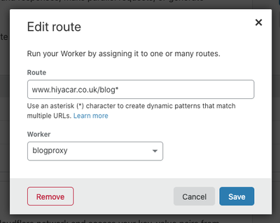 Cloudflare Worker Route