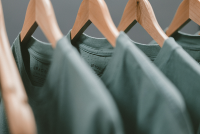 Green clothes hangers
